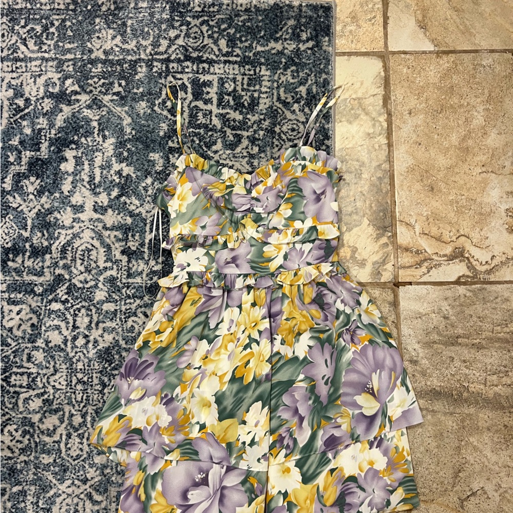Nordstrom Floral Mini Dress - Yellow, Purple, White